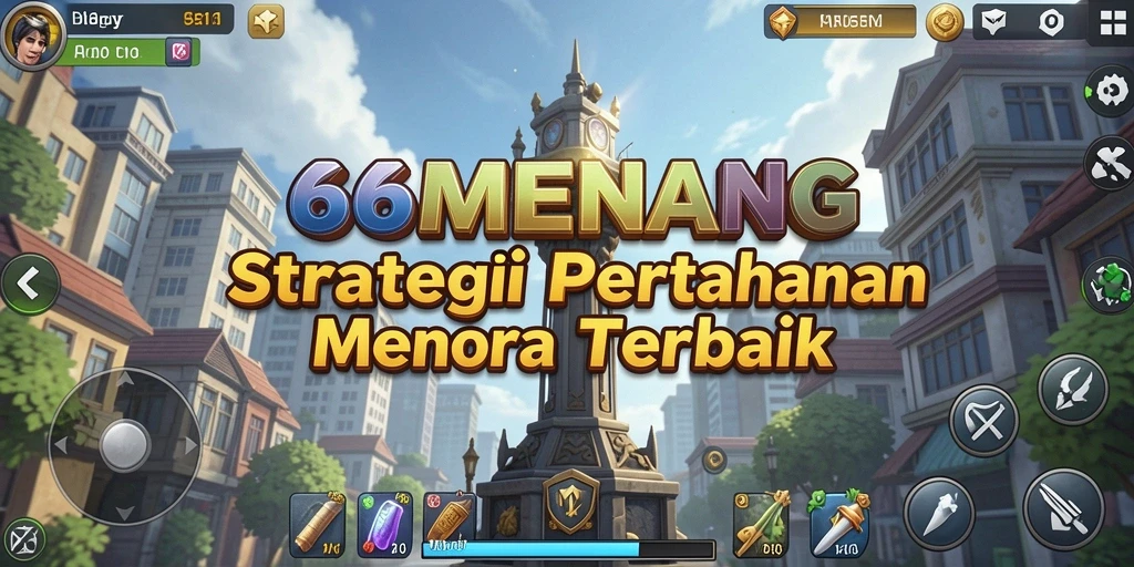 Screenshot gameplay 66MENANG menampilkan aksi pertahanan menara yang mendebarkan.