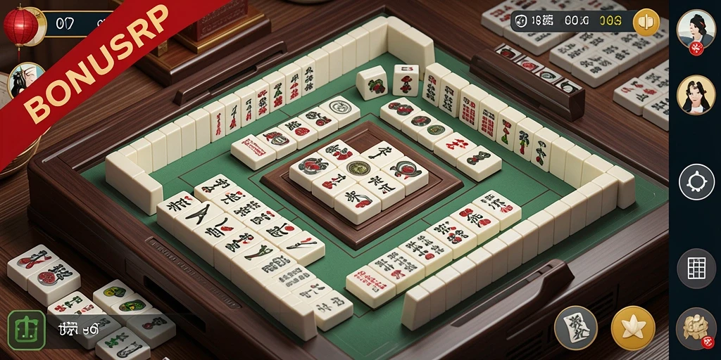 Tampilan gameplay BONUSRP dengan desain grafis Mahjong yang menarik.