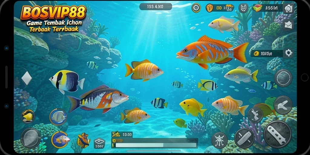 Tangkapan layar gameplay BOSVIP88 saat menembak ikan.