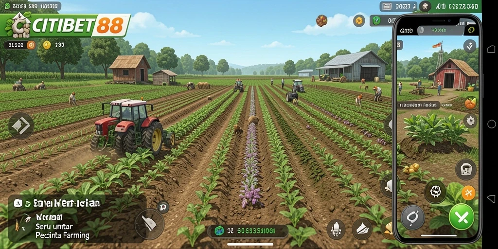 Tampilan gameplay CITIBET88 dengan suasana pertanian yang menawan.