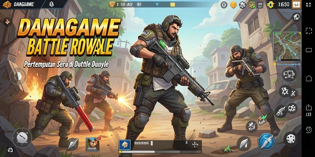 Screenshot menunjukkan aksi seru dalam pertempuran Battle Royale.