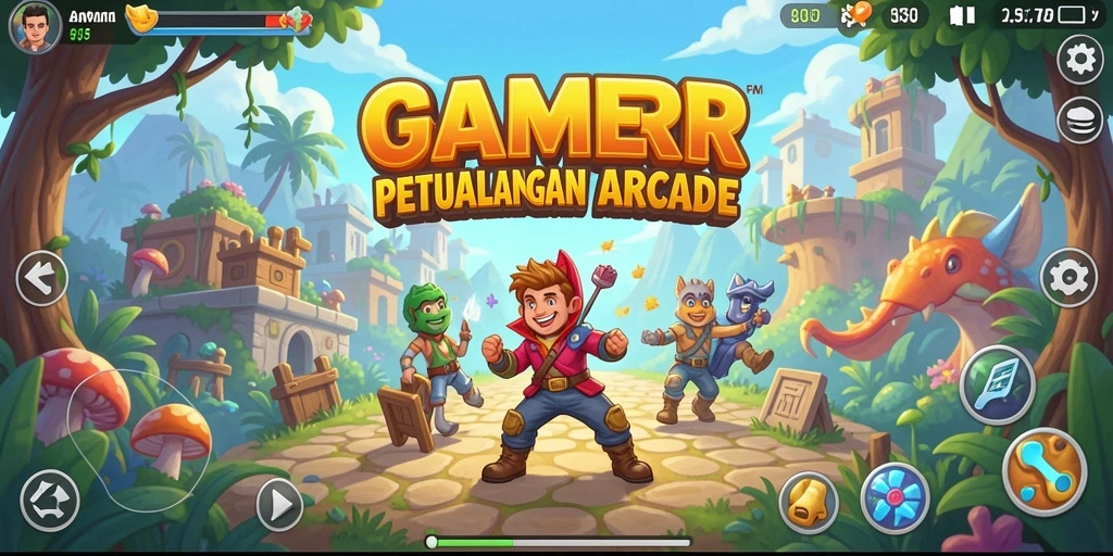 Tangkapan layar utama GAMERP menampilkan aksi seru dalam gameplay Arcade.
