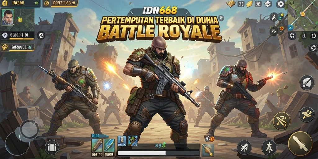 Screenshot gameplay IDN668 menampilkan aksi Battle Royale yang intens.