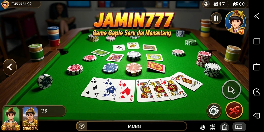 Screenshot gameplay <strong>JAMIN777</strong> menampilkan suasana permainan Gaple yang seru.