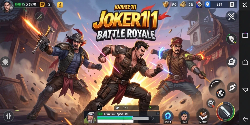 Tampilan utama JOKER11 menampilkan aksi pertarungan Battle Royale yang mendebarkan.