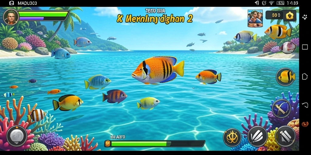 Tampilan gameplay MADU303 dengan aksi tembak ikan yang mengasyikkan.
