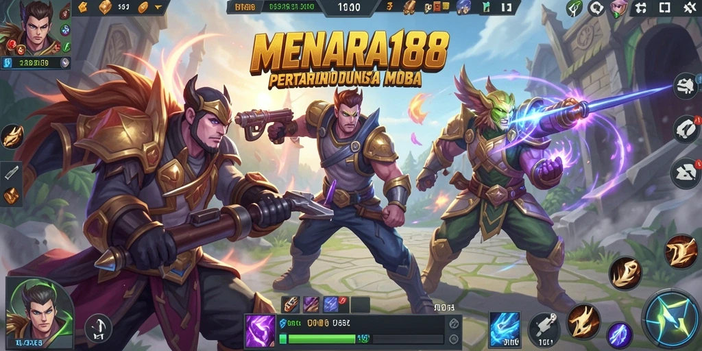 Gameplay seru dalam MENARA188 dengan aksi pertarungan antar tim.