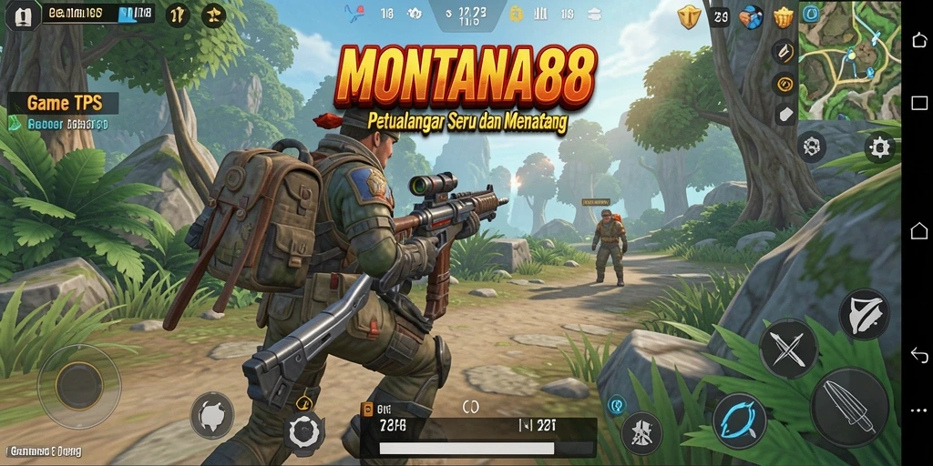 Screenshot yang menampilkan aksi seru dalam MONTANA88 di gameplay TPS.