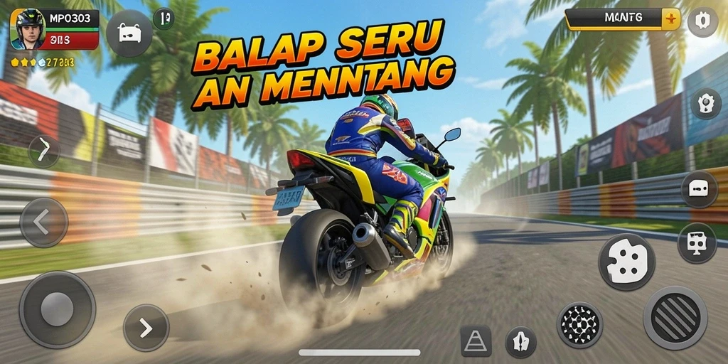 Screenshot utama MPO303 menampilkan balapan motor yang mendebarkan.