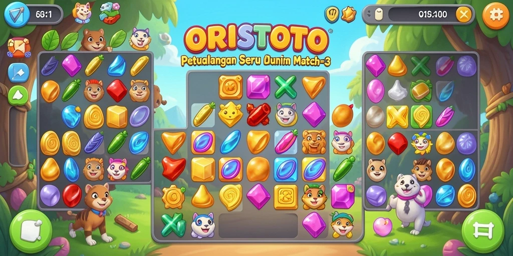 Gameplay <strong>ORISTOTO</strong> yang menarik dengan grafis berwarna-warni.