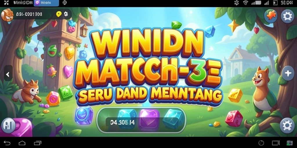 Tampilkan gameplay seru WINIDN Match-3 dengan kombinasi warna-warni.